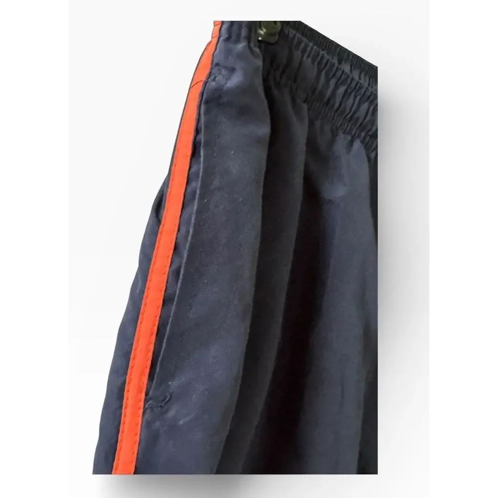 3 Hearts Navy‎ Blue Track Pants Orange Stripe Elastic Waist Large Windbreaker